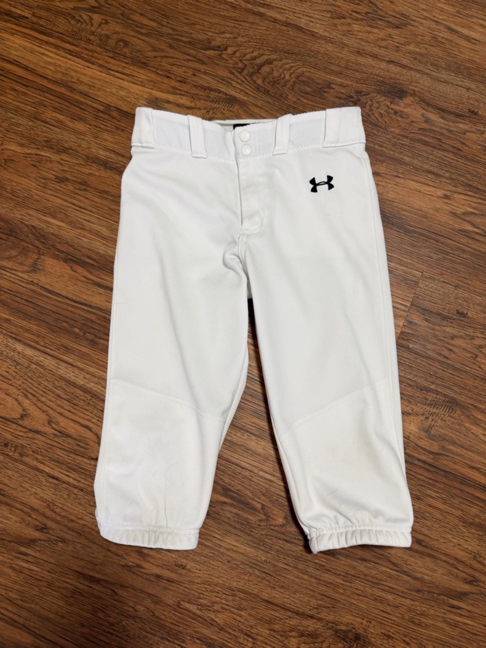 Under Armour White Kids Baseball Pants with Black Logo